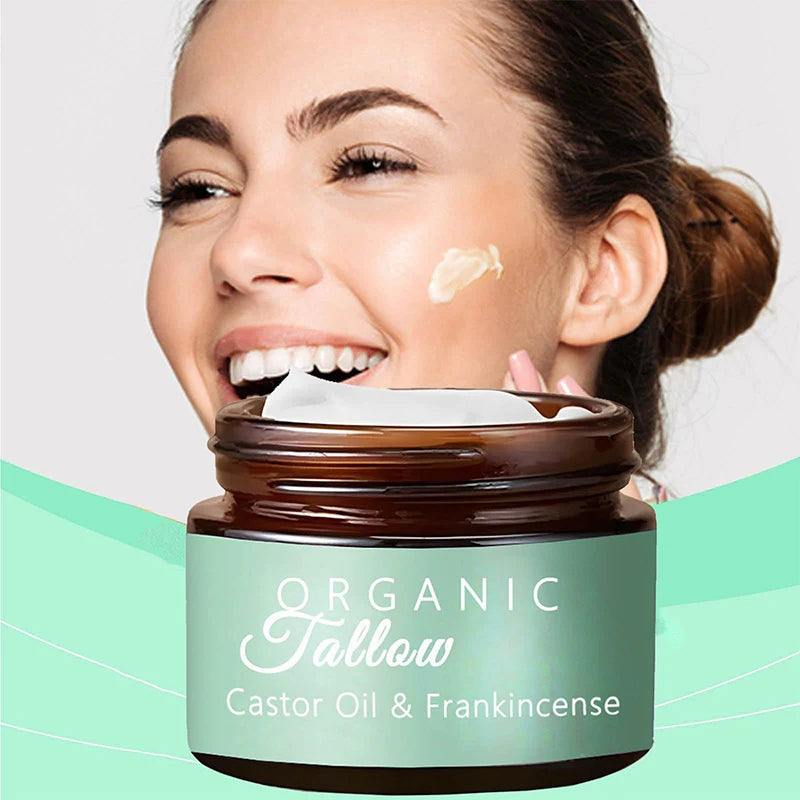60G Grass Fed Beef Tallow Face Body Moisturizer with Frankincense Oil and Castor Oil,Skin Hydrating Face Moisturizing Cream