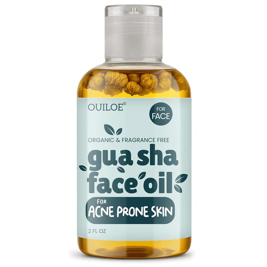 Gua Sha Facial Oil for Acne Prone Skin - Non Comedogenic Face Oil for Gua Sha - Non Greasy Face Massage Oil - Unscented, Lightweight, Natural and Non Irritating, 2Oz by