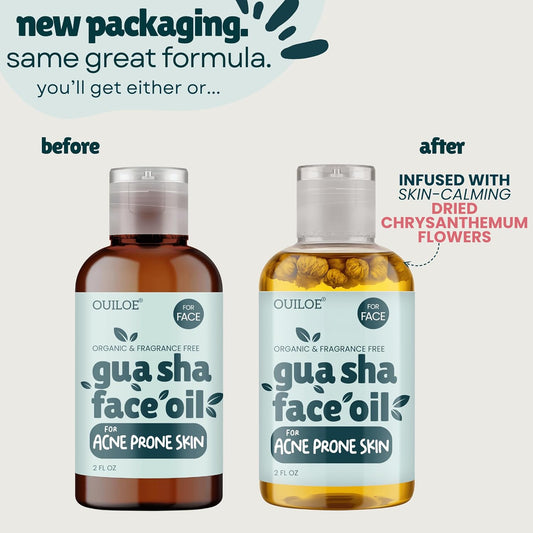 Gua Sha Facial Oil for Acne Prone Skin - Non Comedogenic Face Oil for Gua Sha - Non Greasy Face Massage Oil - Unscented, Lightweight, Natural and Non Irritating, 2Oz by