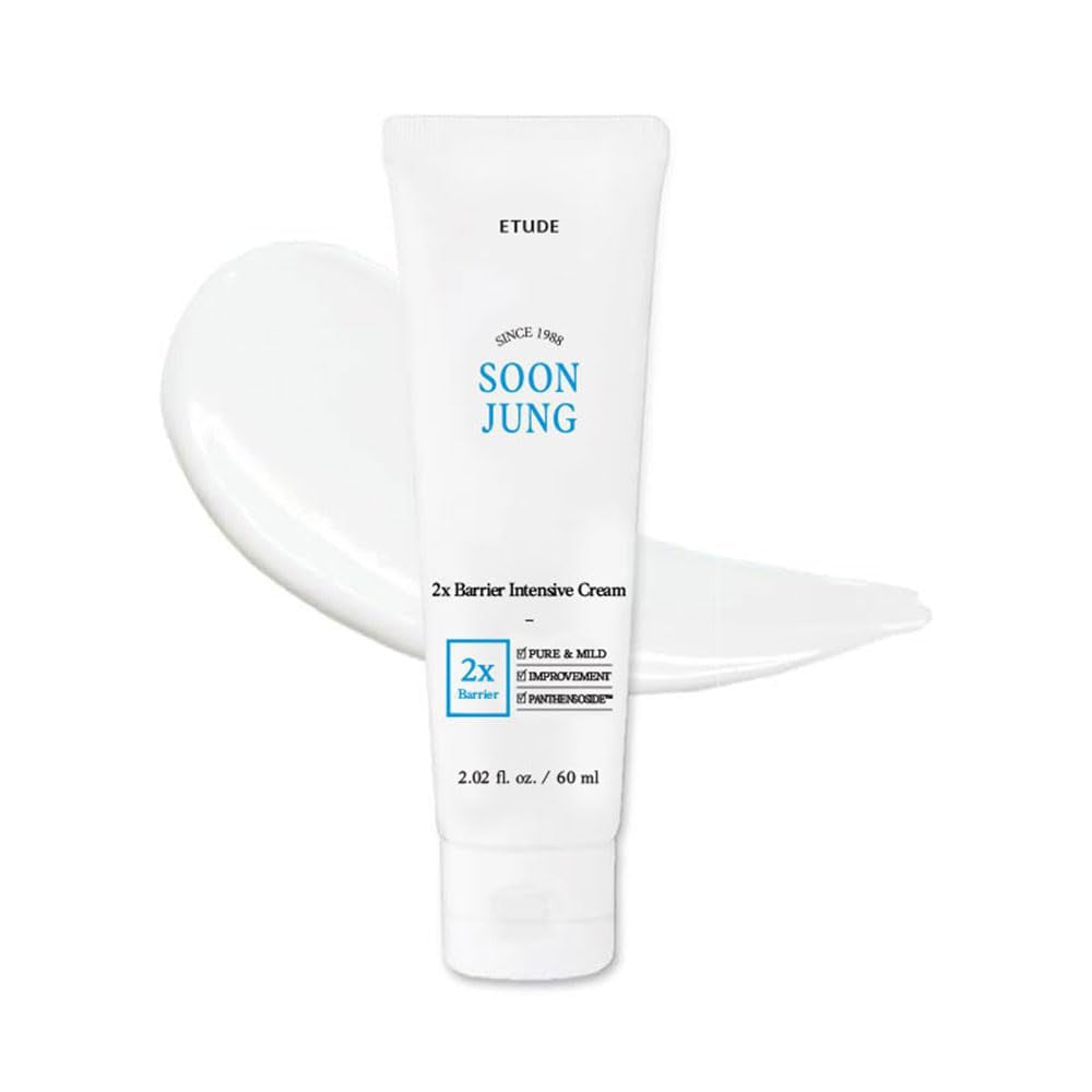 Soonjung 2X Intensive Cream for Barrier Repair, Rich Moist, Madecassoside & Panthenol for Soothing, Face Moisturizer for Sensitive Skin, Ph Balanced, Hypoallergenic, Korean Skin Care,2.02 Fl Oz